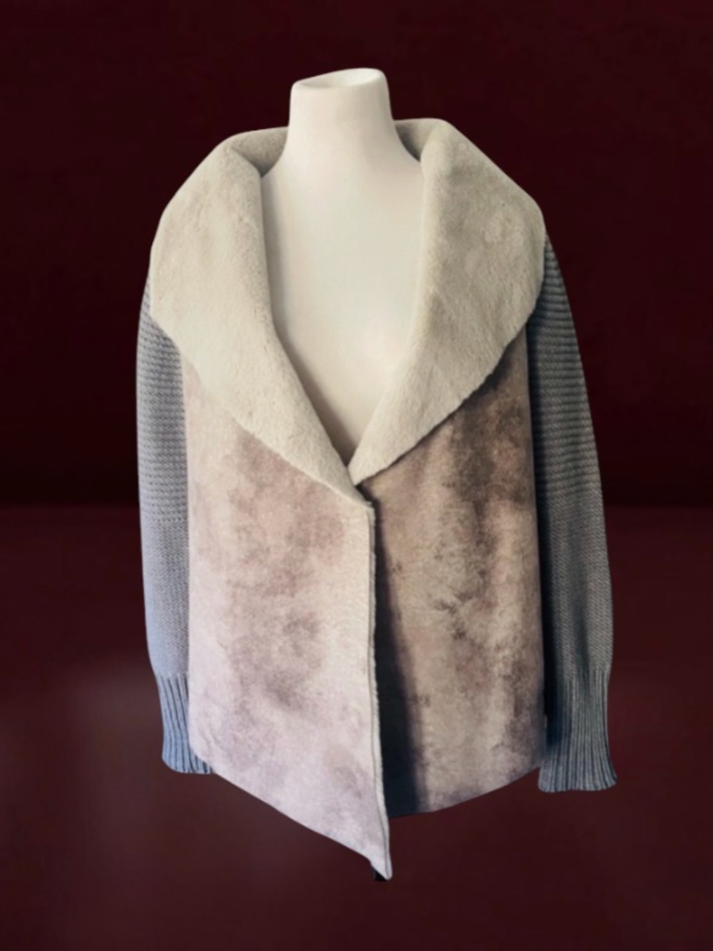 AMS PURE WOOL FAUX LEATHER JACKET SIZE 8